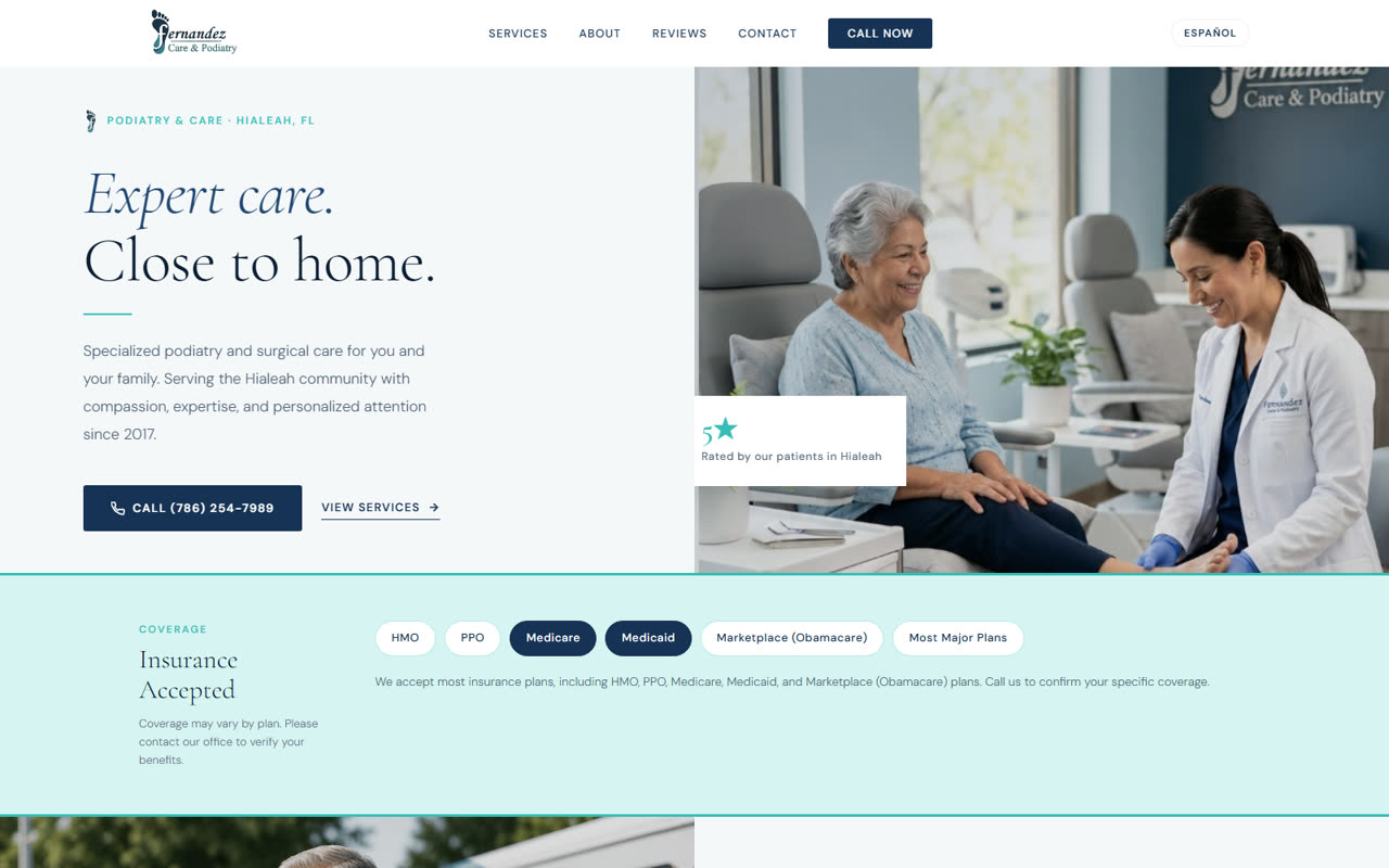 The Fernandez Care & Podiatry website homepage